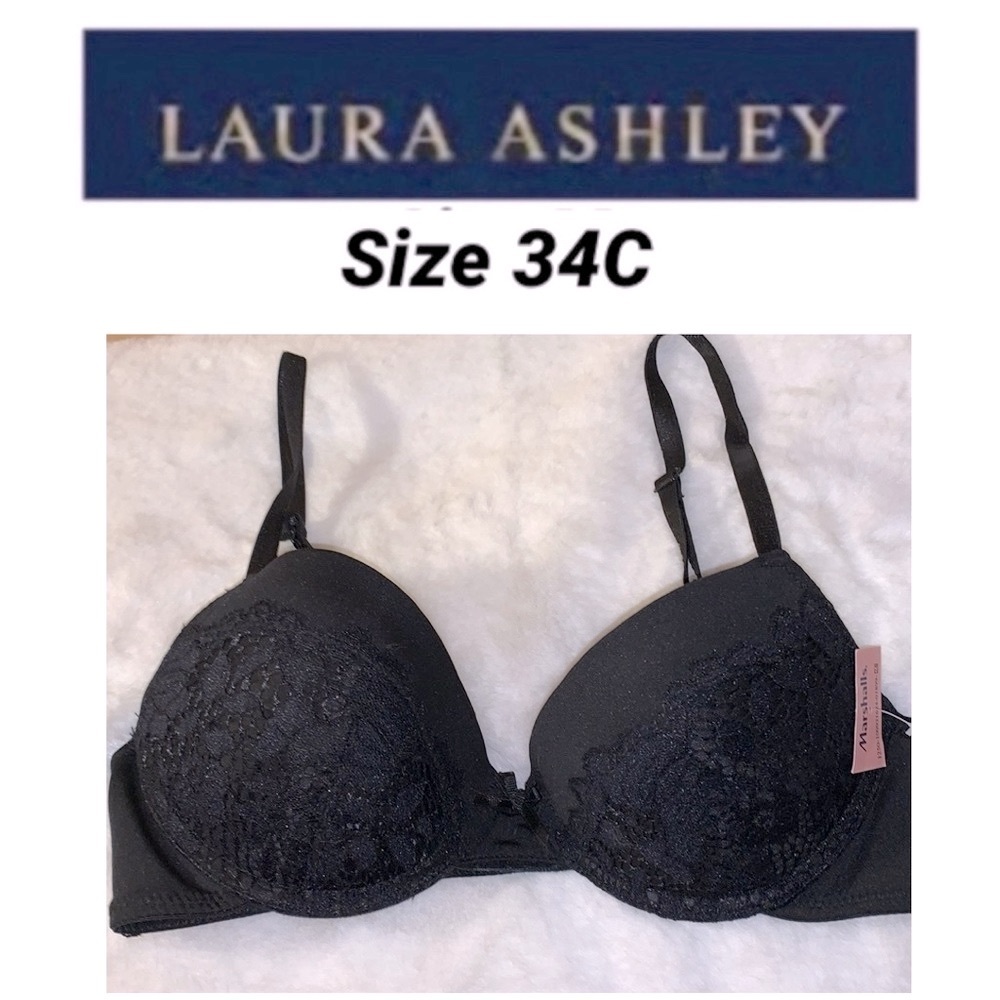 🎯 LAURA ASHLEY Black Demi Lace Bra NWT 34C